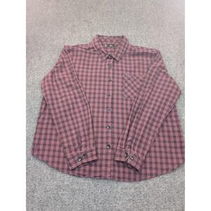 Volcom Shirt Boys Size 12 Red Plaid Long Sleeve Button Front Flannel Casual